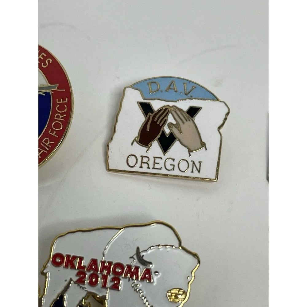 DAV Disabled American Veterans DAVA Auxiliary 5 State Pins IN NM OK OR NV Lapel